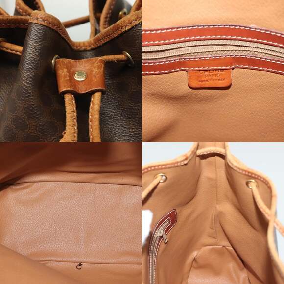 CELINE Macadam Canvas Shoulder Bag Pvc Leather Brown Gold - Picture 12 of 13